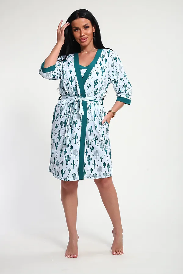 Пеньюар с шортами 24271 НАТАЛИ, зеленый - фото 2