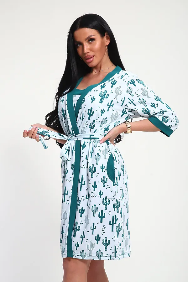 Пеньюар с шортами 24271 НАТАЛИ, зеленый - фото 2