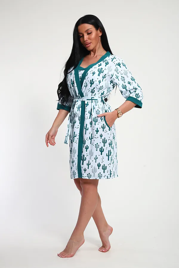 Пеньюар с шортами 24271 НАТАЛИ, зеленый - фото 2