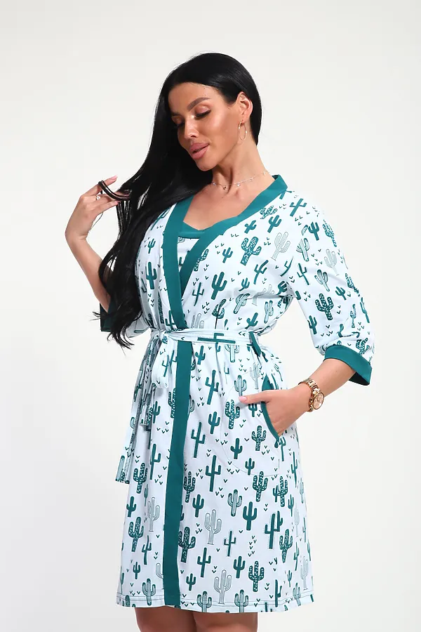 Пеньюар с шортами 24271 НАТАЛИ, зеленый - фото 2