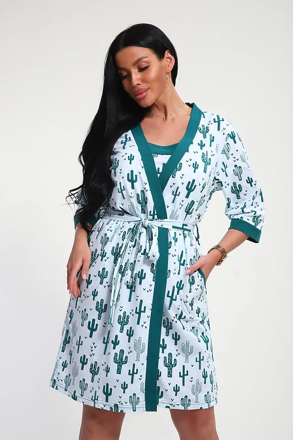 Пеньюар с шортами 24271 НАТАЛИ, зеленый - фото 2