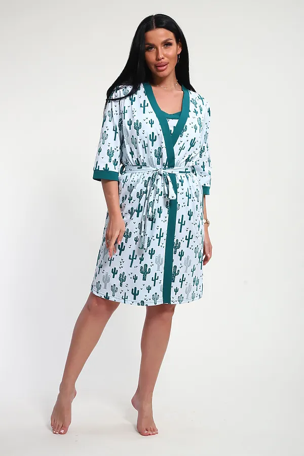 Пеньюар с шортами 24271 НАТАЛИ, зеленый - фото 2