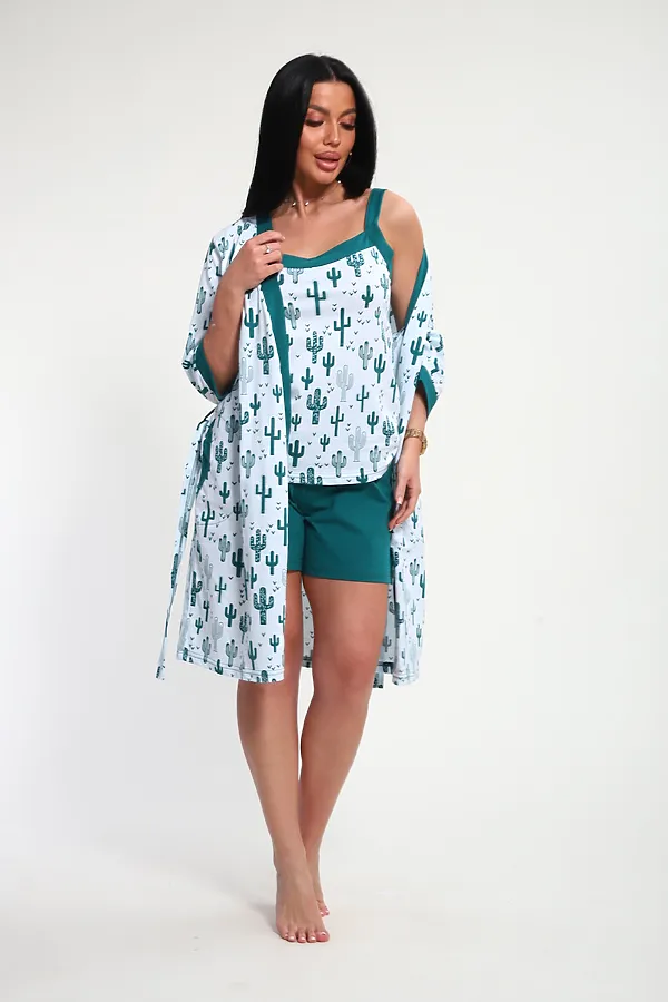 Пеньюар с шортами 24271 НАТАЛИ, зеленый - фото 2