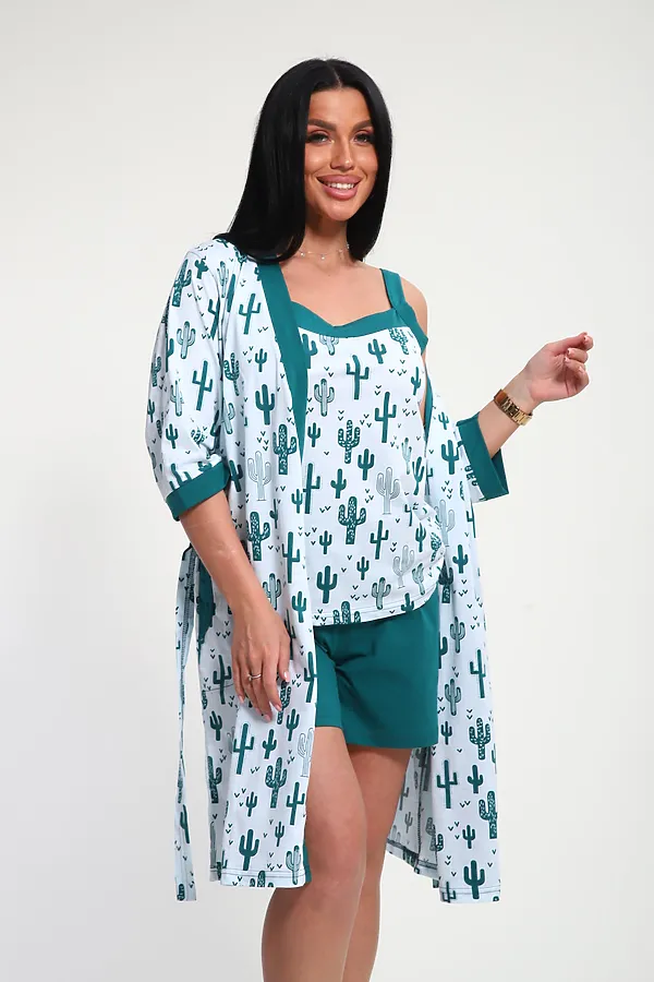 Пеньюар с шортами 24271 НАТАЛИ, зеленый - фото 2