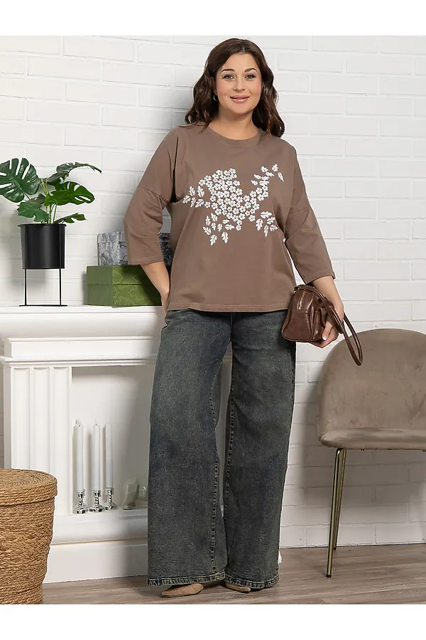 Блуза Ромашка LADY TAIGA, бежевая - фото 2