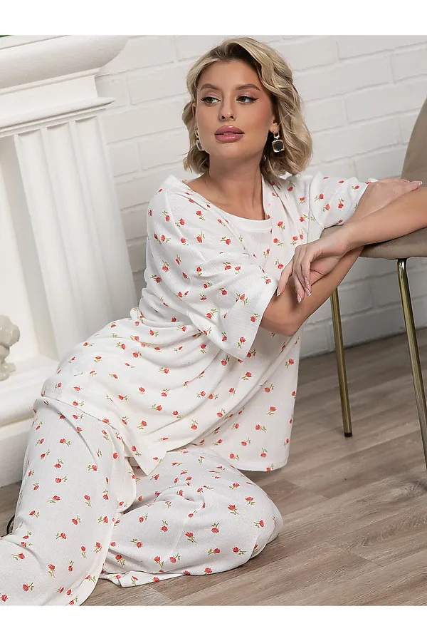 Костюм домашний с брюками Мона LADY TAIGA, белый - фото 2