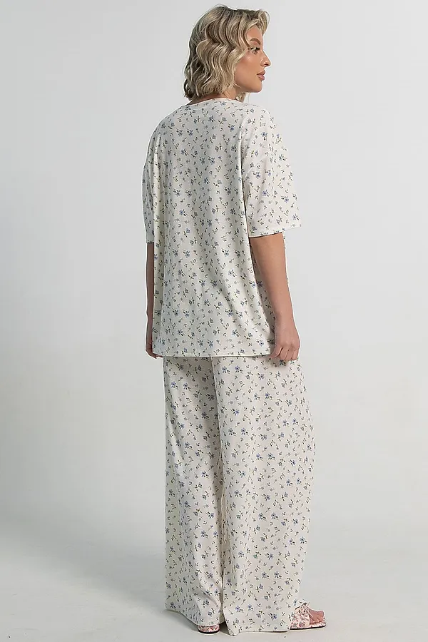 Костюм домашний с брюками Мона LADY TAIGA, бежево-голубой - фото 2