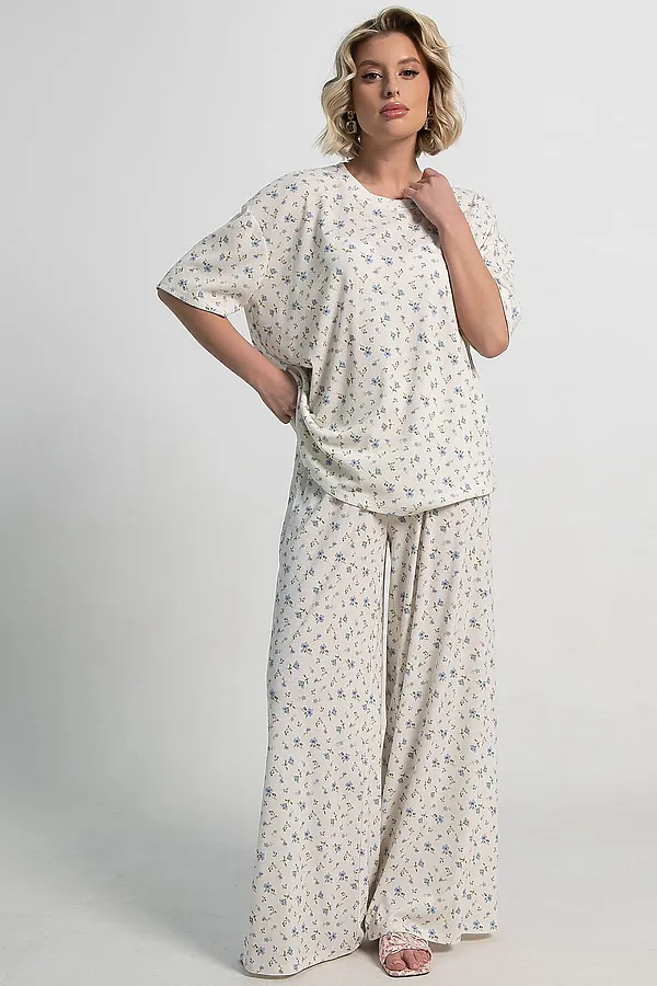 Костюм домашний с брюками Мона LADY TAIGA, бежево-голубой - фото 2