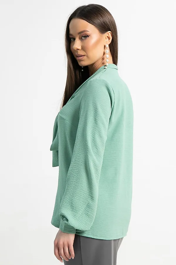 Рубашка с бантом Рузанна LADY TAIGA, зеленая - фото 2