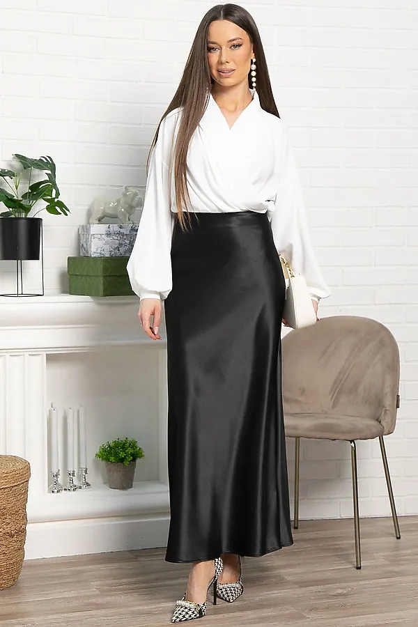 Юбка атласная Эвелин LADY TAIGA, черная - фото 2