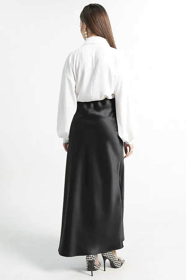 Юбка атласная Эвелин LADY TAIGA, черная - фото 2