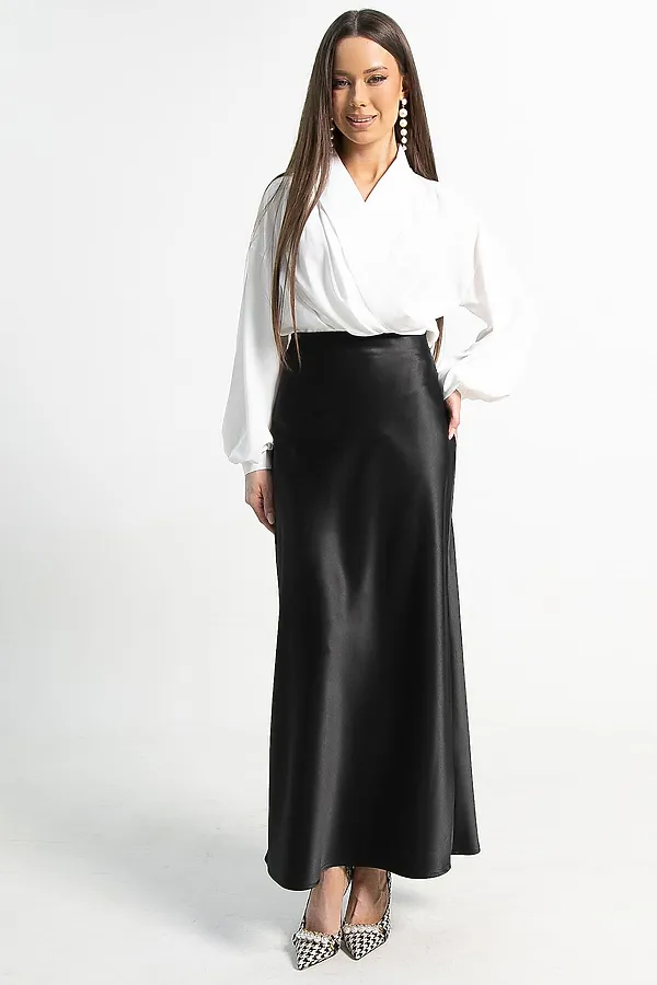 Юбка атласная Эвелин LADY TAIGA, черная - фото 2