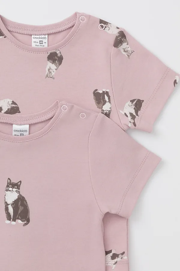 Футболка 2шт. CROCKID, розово-бежевый - фото 2