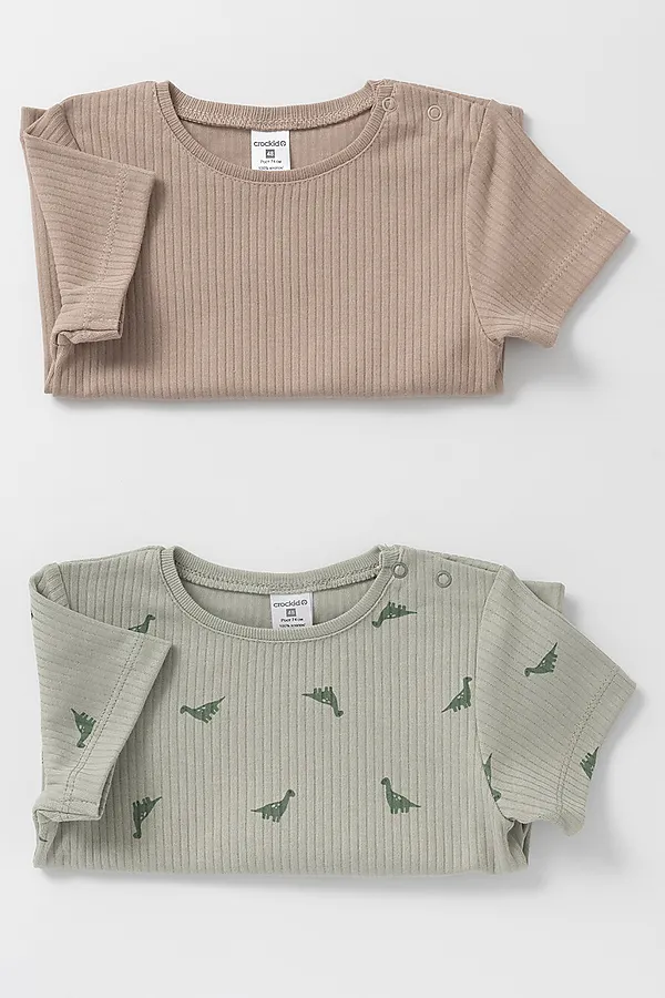 Футболки, 2 шт. CROCKID, оливковый - фото 2