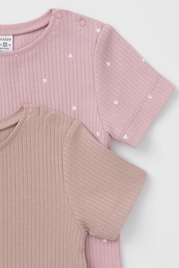 Футболки 2шт. CROCKID, розово-бежевый - фото 2