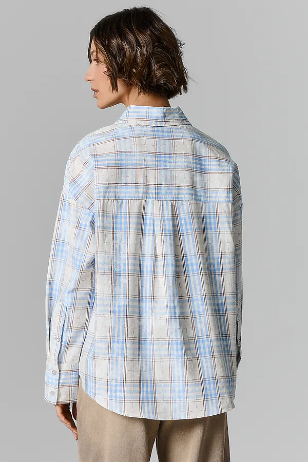 Рубашка женская MARK FORMELLE, бежево -голубая клетка - фото 2