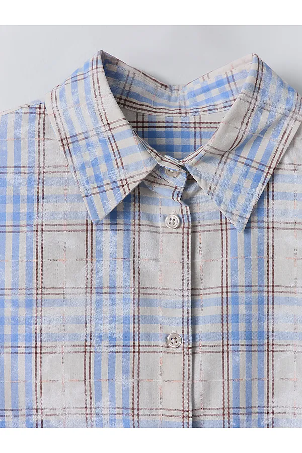 Рубашка женская MARK FORMELLE, бежево -голубая клетка - фото 2