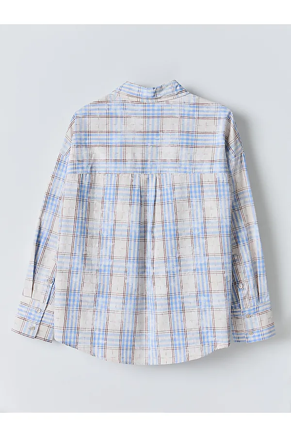 Рубашка женская MARK FORMELLE, бежево -голубая клетка - фото 2