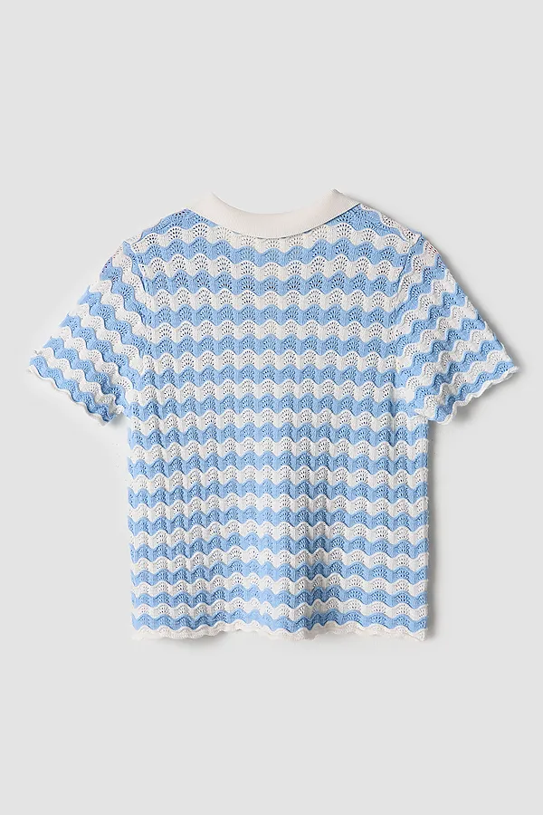 Поло для девочек MARK FORMELLE, бело -голубая волна - фото 2