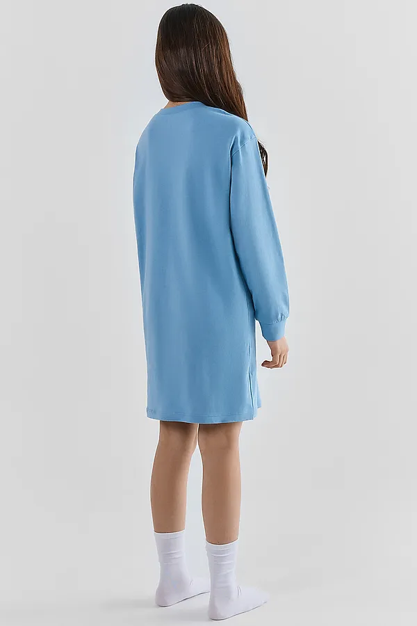 Сорочка ночная для девочек MARK FORMELLE, сине -голубой +печать - фото 2