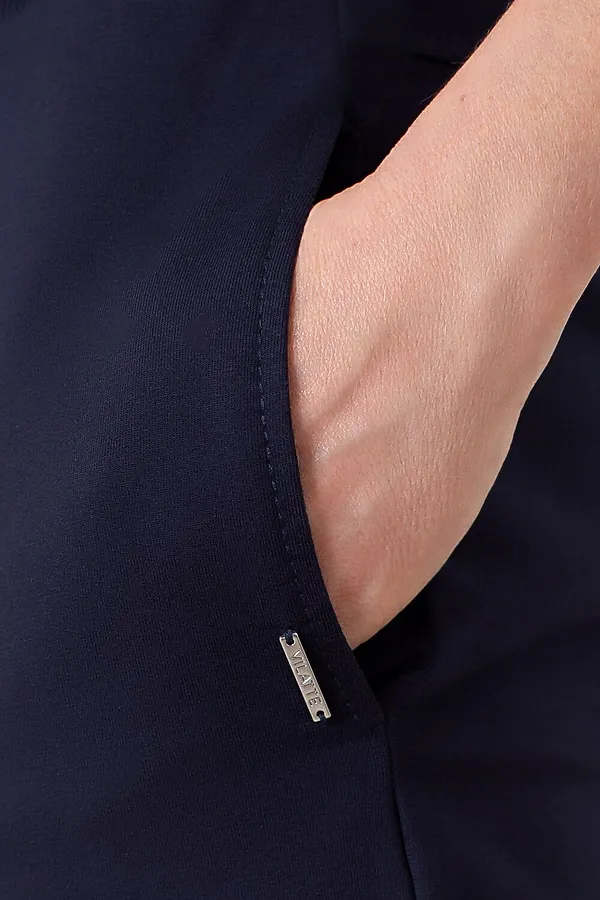 Трикотажные брюки на резинке из футера двухнитки эластичные VILATTE, т.синий - фото 2