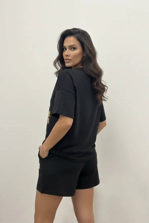 Костюм с шортами с шортами и футболкой 366 НАТАЛИ, черный - фото 2