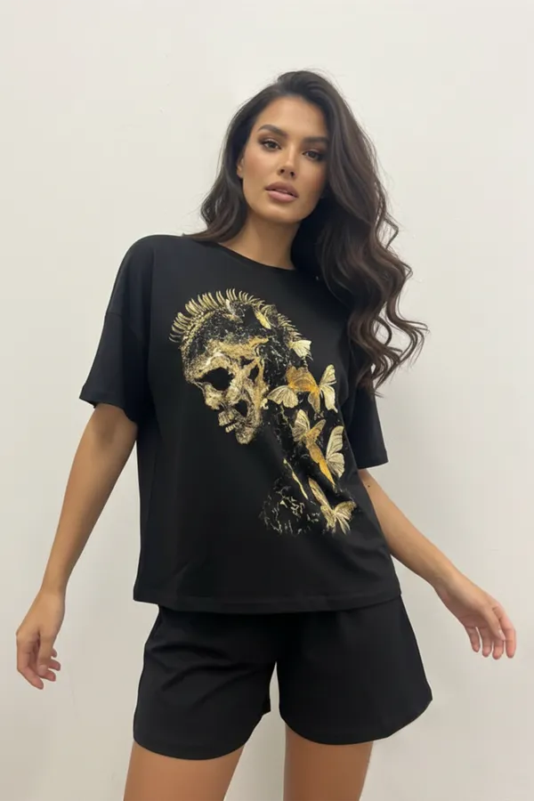 Костюм с шортами с шортами и футболкой 366 НАТАЛИ, черный - фото 2