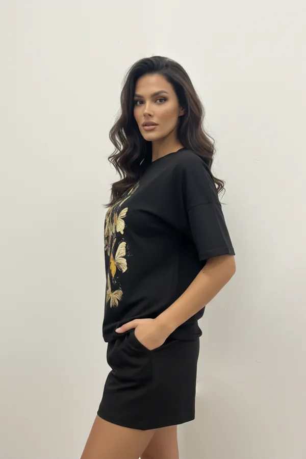 Костюм с шортами с шортами и футболкой 366 НАТАЛИ, черный - фото 2