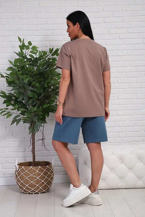 Костюм с шортами 1107 НАТАЛИ, коричневый - фото 2