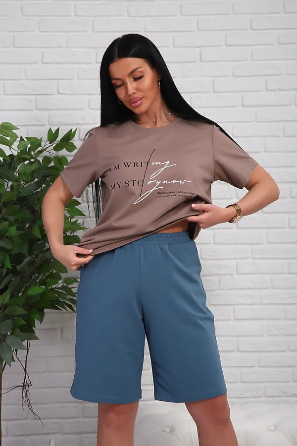 Костюм с шортами 1107 НАТАЛИ, коричневый - фото 2