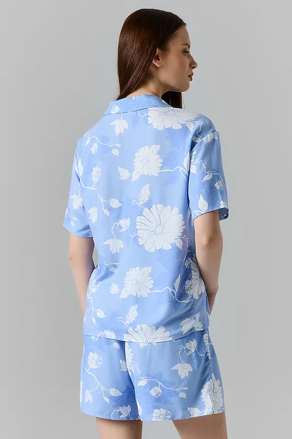 Комплект женский (рубашка, шорты) MARK FORMELLE, цветы на св.голубом - фото 2