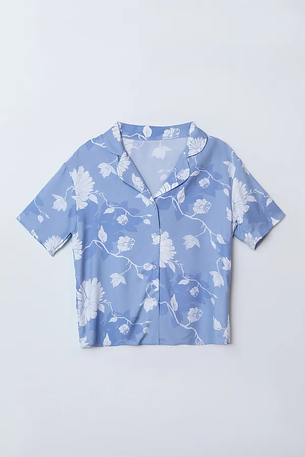 Комплект женский (рубашка, шорты) MARK FORMELLE, цветы на св.голубом - фото 2