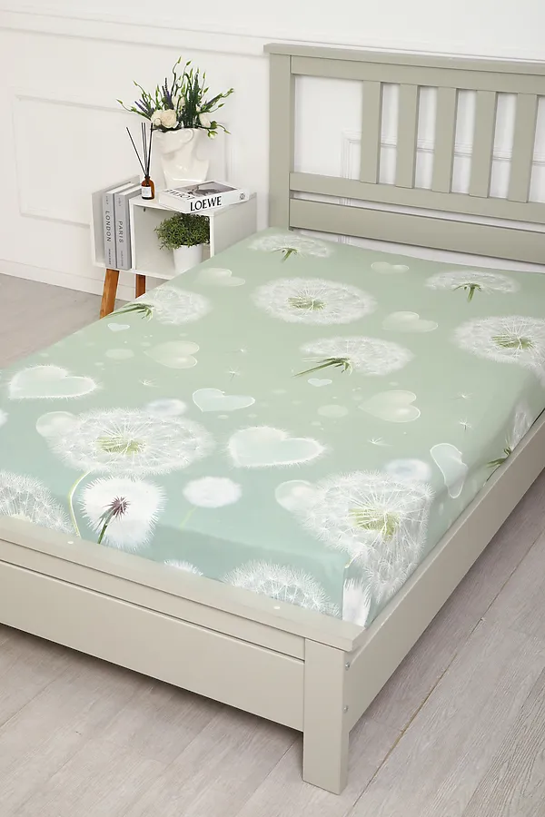 Простыня бязь ГОСТ Одуванчики НАТАЛИ, серо-зеленый - фото 2