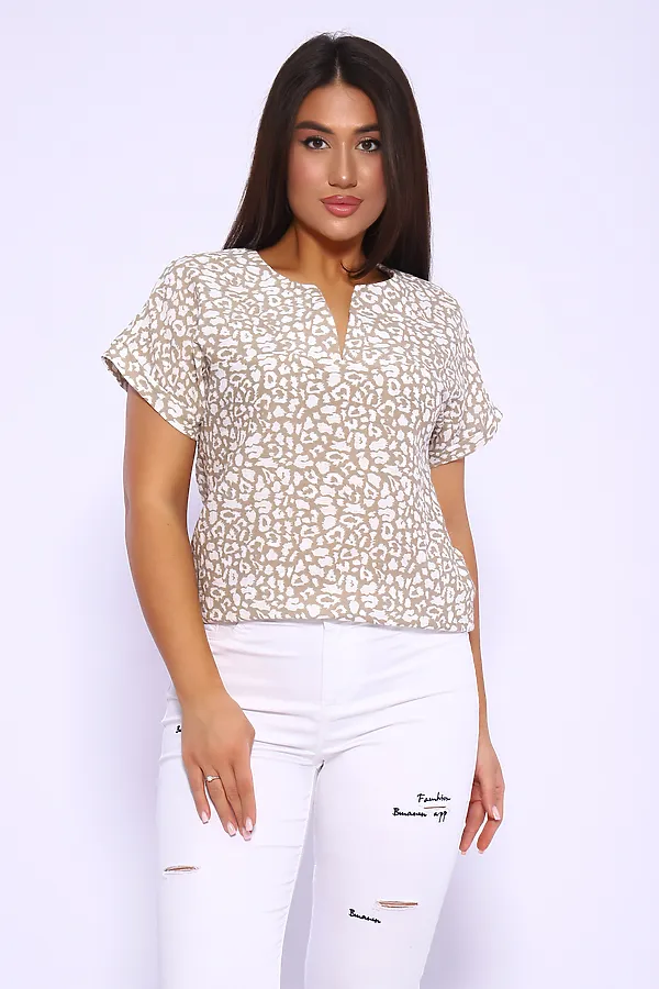 Футболка 32743 НАТАЛИ, леопард бежевый - фото 2
