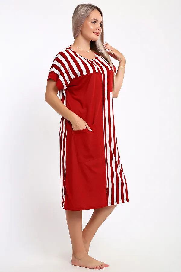 Халат 521 Полоска НАТАЛИ, красный - фото 2