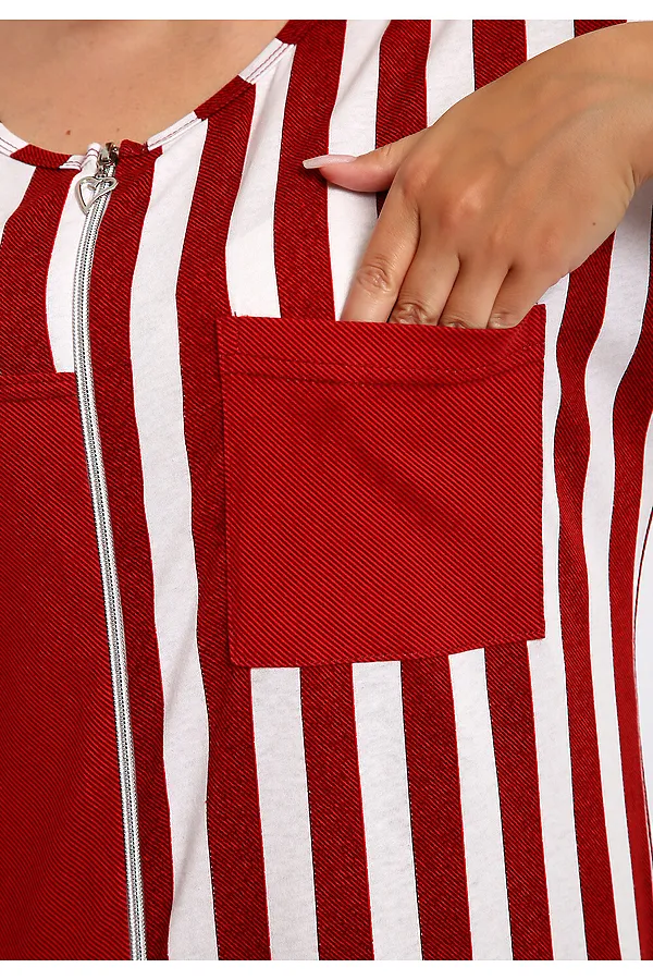 Халат 521 Полоска НАТАЛИ, красный - фото 2