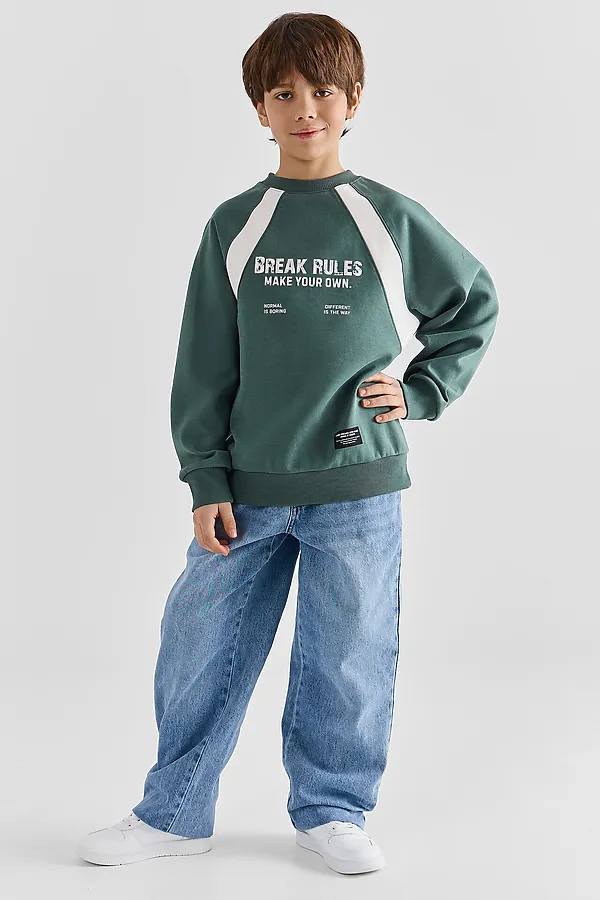 Свитшот для мальчиков MARK FORMELLE, темная зелень +печать - фото 2
