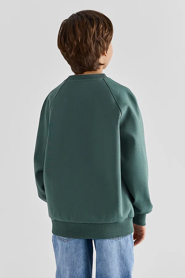 Свитшот для мальчиков MARK FORMELLE, темная зелень +печать - фото 2