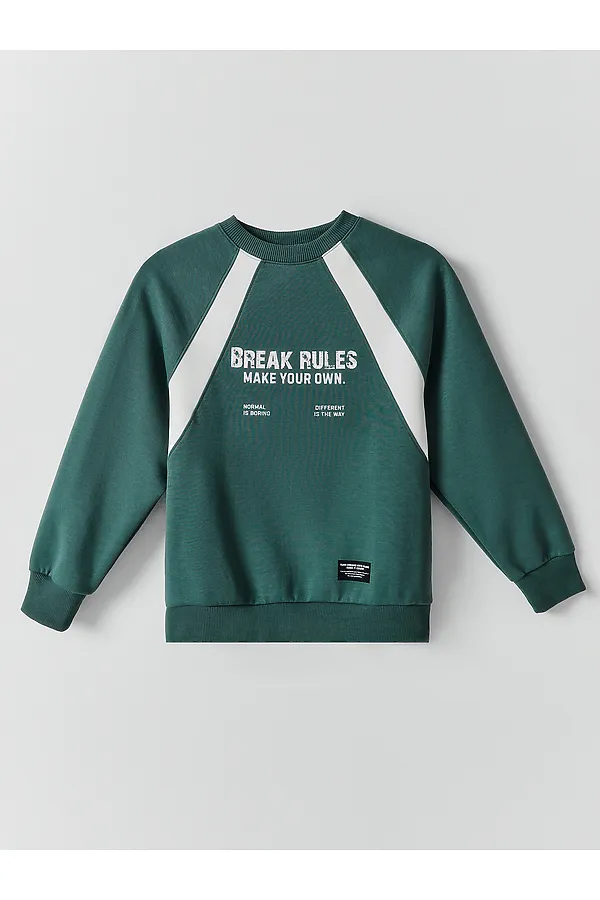 Свитшот для мальчиков MARK FORMELLE, темная зелень +печать - фото 2