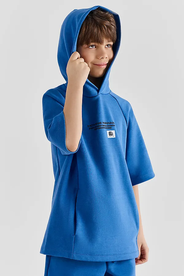 Комплект для мальчиков (худи, шорты) MARK FORMELLE, синий океан +печать - фото 2