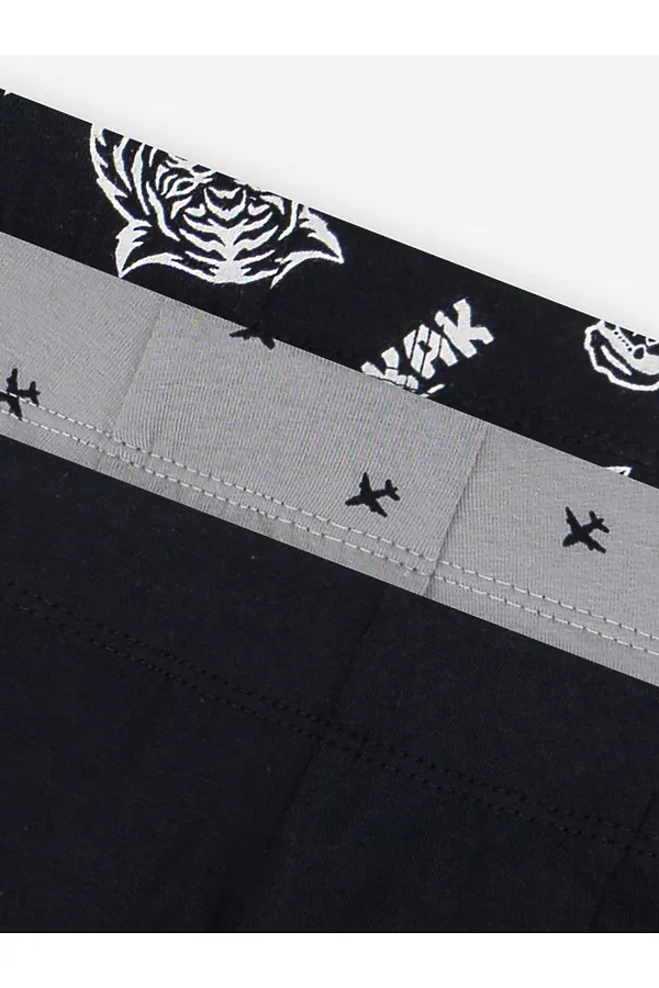 Трусы для мальчиков (3шт.) MARK FORMELLE, тигры на черном+черный+самолеты на сером - фото 2