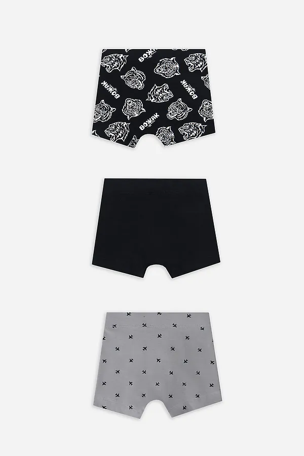 Трусы для мальчиков (3шт.) MARK FORMELLE, тигры на черном+черный+самолеты на сером - фото 2