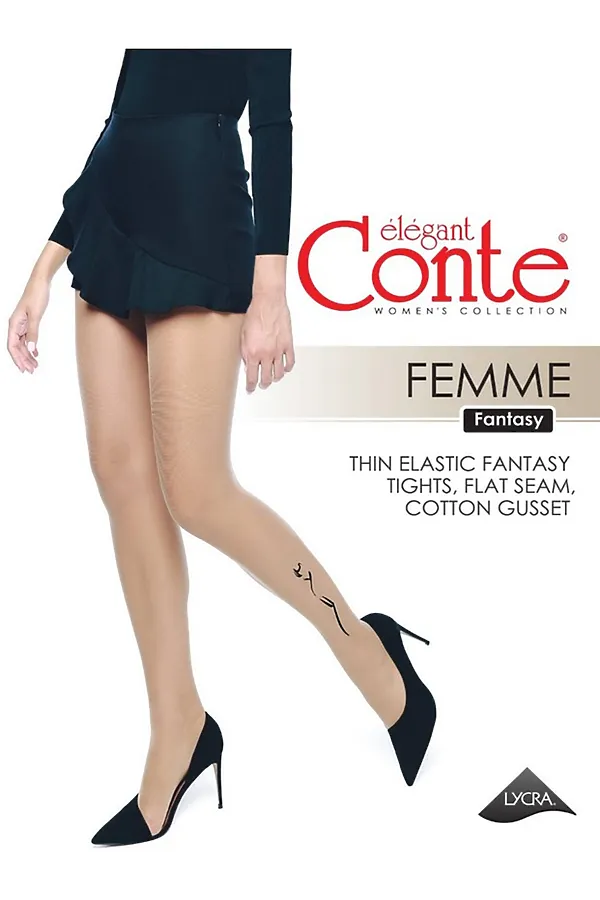 CONTE FEMME Колготки женские с тату-рисунком CONTE ELEGANT, бронза - фото 2