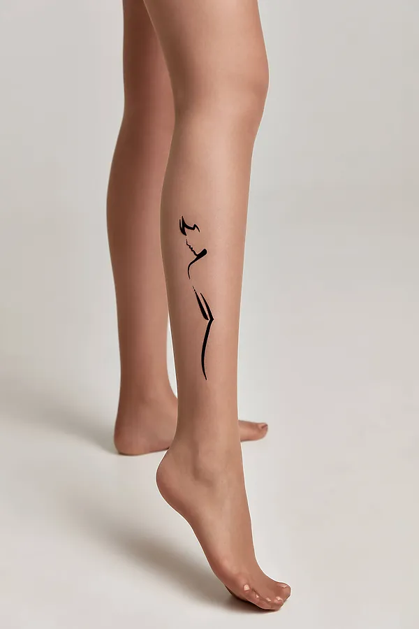 CONTE FEMME Колготки женские с тату-рисунком CONTE ELEGANT, бронза - фото 2