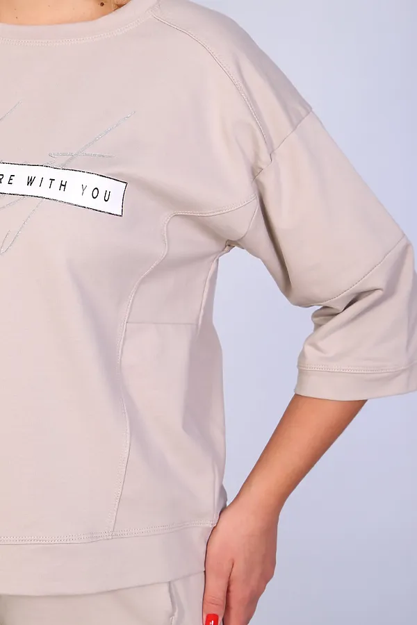 Костюм с брюками ТК-359с НАТАЛИ, светло-бежевый - фото 2