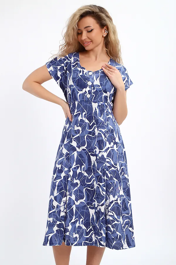 Платье 020 НАТАЛИ, синий/белый - фото 2