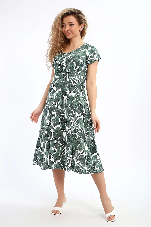 Платье 020 НАТАЛИ, зеленый/белый - фото 2