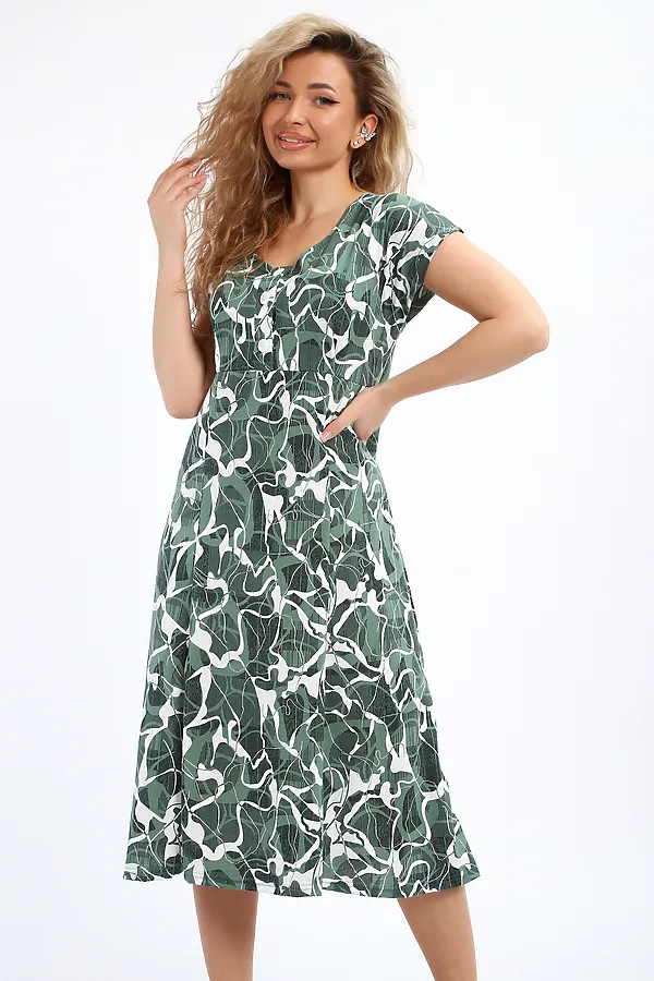 Платье 020 НАТАЛИ, зеленый/белый - фото 2