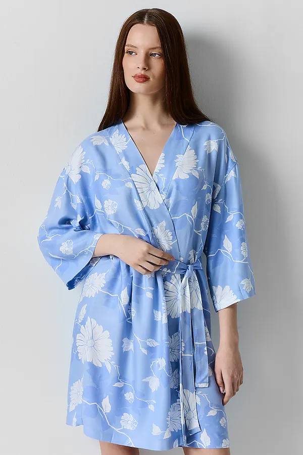 Халат женский MARK FORMELLE, цветы на св.голубом - фото 2