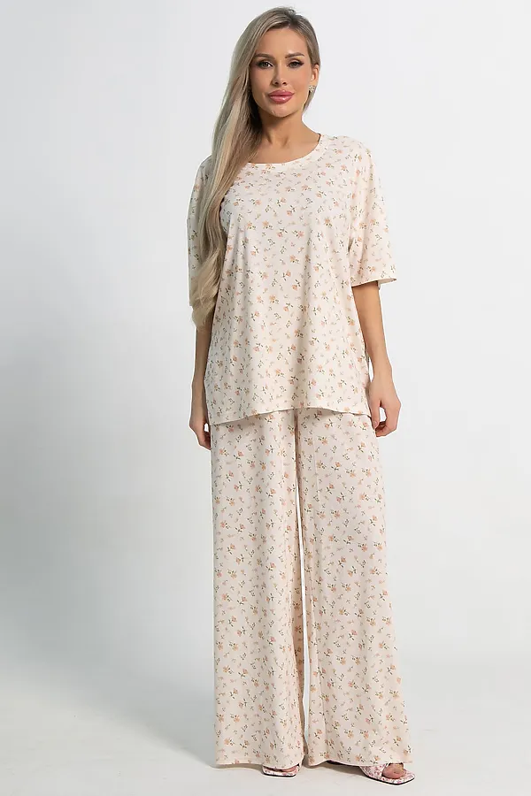 Костюм домашний с брюками Мона LADY TAIGA, бежево-розовый - фото 2